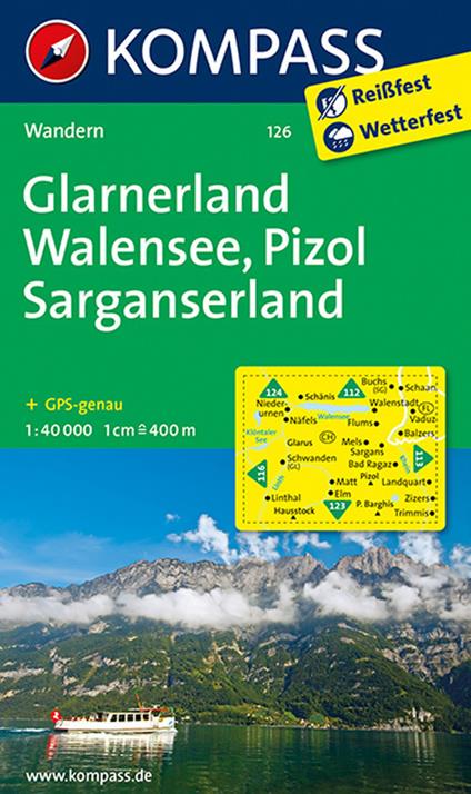 Carta escursionistica n. 126. Glarnerland, Walensee 1:40.000 - copertina