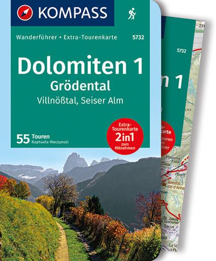 Guida escursionistica n. 5732. Dolomiten 1. Grödental, Villnößtal, Seiser Alm. Con carta - Raphaela Moczynski - copertina