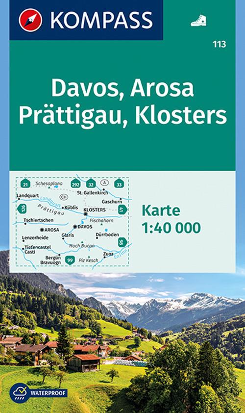 Carta escursionistica n. 113. Davos, Arosa, Prättigau, Klosters 1:40.000 - copertina