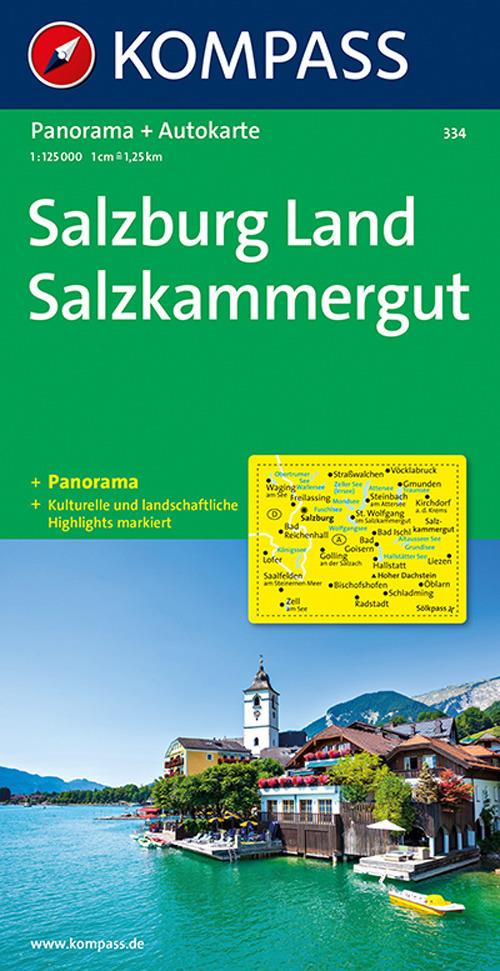 Carta stradale e panoramica n. 334. Salzburg Land, Salzkammergut 1:125.000. Ediz. bilingue - copertina