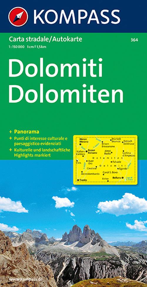 Carta stradale e panoramica n. 364. Dolomiti-Dolomiten 1:50.000. Ediz. bilingue - copertina