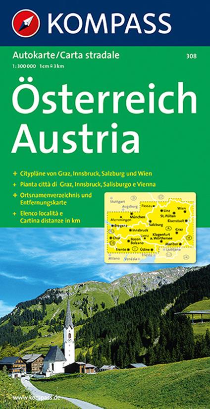 Carta stradale n. 308. Austria-Österreich 1:300.000. Ediz. bilingue - copertina