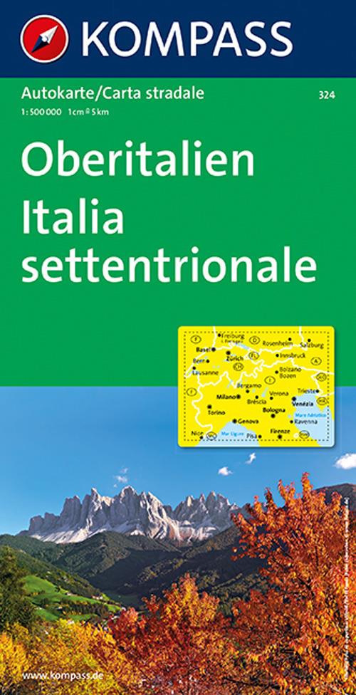 Carta stradale n. 324. Italia settentrionale-Oberitalien 1:500.000. Ediz. bilingue - copertina