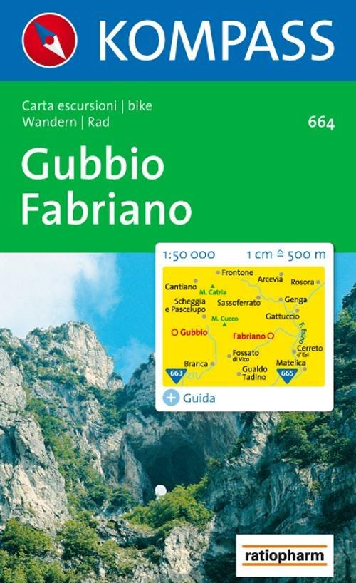 Carta escursionistica n. 664. Toscana, Umbria, Abruzzi. Gubbio, Fabriano 1:50.000 - copertina