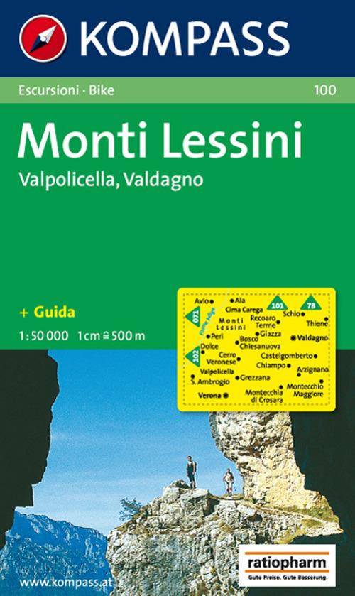 Carta escursionistica n. 100. Trentino, Veneto. Monti Lessini, Gruppo della Carega, Recoaro Terme 1:50000 - copertina