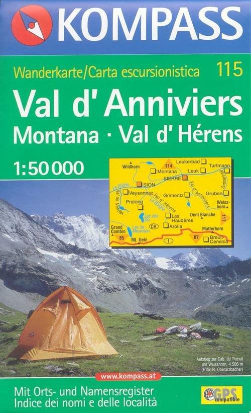 Carta escursionistica n. 115. Svizzera, Alpi occidentale. Val d'Anniviers, Montana, Val d'Hérens 1:50.000. Adatto a GPS. Digital map. DVD-ROM - copertina