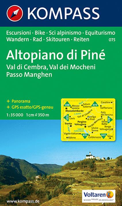 Carta escursionistica n. 075. Trentino, Veneto. Altopiano di Piné, Val dei Mocheni 1:35.000 - copertina
