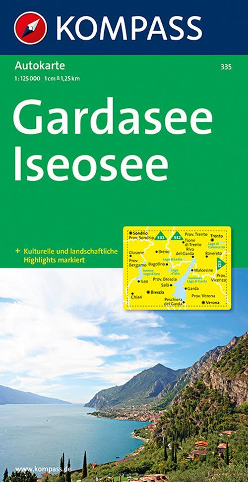 Carta stradale n. 335. Lago di Garda, Lago di Iseo-Gardasee, Iseosee 1:125.000. Ediz. bilingue - copertina