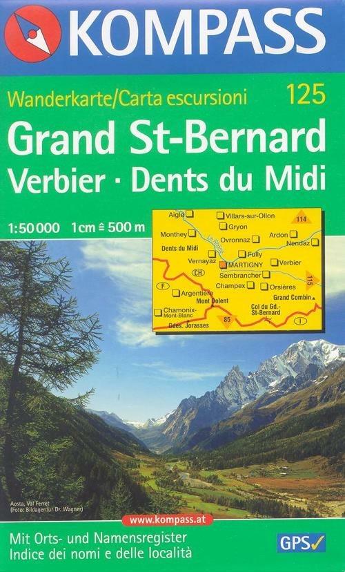 Carta escursionistica n. 125. Svizzera, Alpi occidentale. Grand St.-Bernard 1:50.000. Adatto a GPS. Digital map. DVD-ROM - copertina
