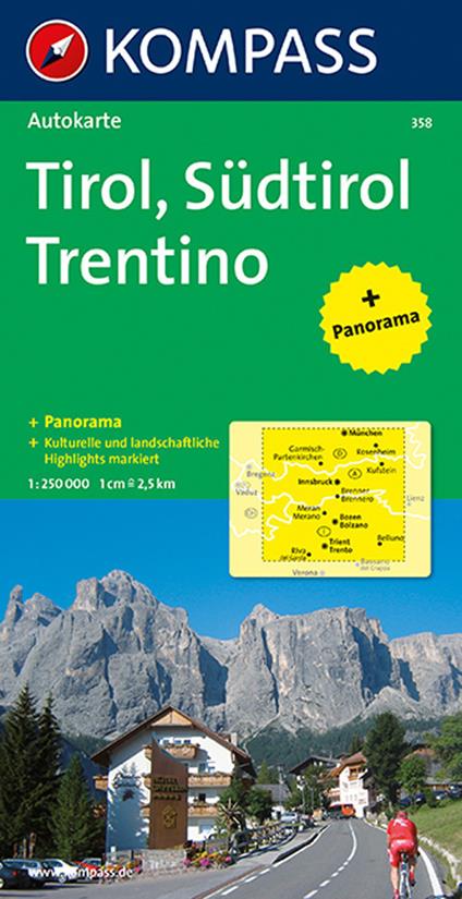 Carta stradale e panoramica n. 358. Tirolo, Alto Adige, Trentino-Tirol, Südtirol, Trentino 1:50.000. Ediz. bilingue - copertina