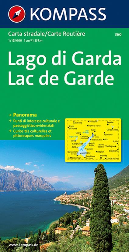 Carta stradale e panoramica n. 360. Lago di Garda-Lac de Garde 1:50.000. Ediz. bilingue - copertina