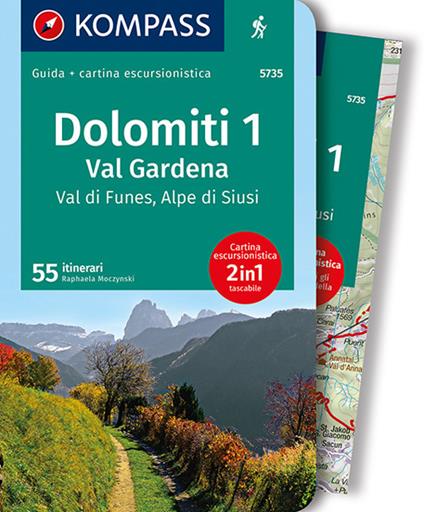 Guida escursionistica n.5735. Dolomiti 1. Val Gardena, Val di Funes, Alpe di Siusi. Con carta - copertina