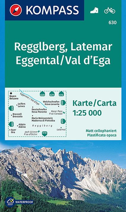 Carta escursionistica n. 630. Monte Regolo, Latemar, Val d'Ega-Regglberg, Latemar, Eggental 1:25.000 - copertina