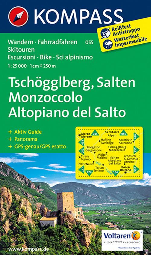 Carta escursionistica n. 055. Monzoccolo, Altopiano del Salto-Tschögglberg, Salten 1:25.000 - copertina