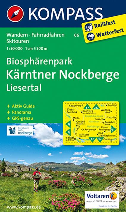 Carta escursionistica n. 66. Biosphärenpark Kärntner Nockberge, Liesertal 1:50.000 - copertina