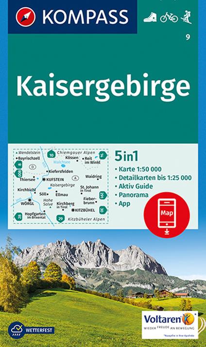 Carta escursionistica n. 9. Kaisergebirge 1:50.000 - copertina