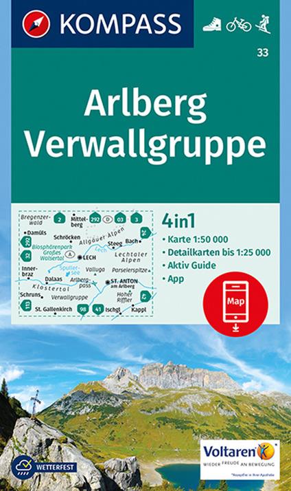 Carta escursionistica n. 33. Arlberg, Verwallgruppe 1:50.000 - copertina