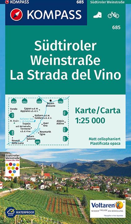 Carta escursionistica n. 685.La Strada del Vino-Südtiroler Weinstraße 1:25.000 - copertina
