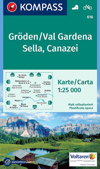 Carta escursionistica n. 616. Gröden, Val Gardena, Sella, Canazei 1:25.000 - copertina