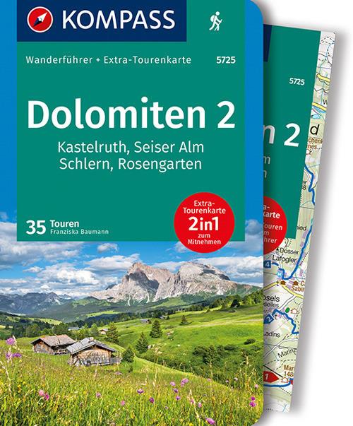 Guida escursionistica n. 5725. Dolomiten 2. Kastelruth, Seiser Alm, Schlern, Rosengarten. Con carta - Franziska Baumann - copertina