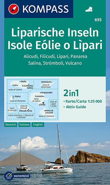 Carta escursionistica n. 693. Isole Eolie e Lipar 1:25.000. Ediz. italiana, tedesca e inglese - copertina