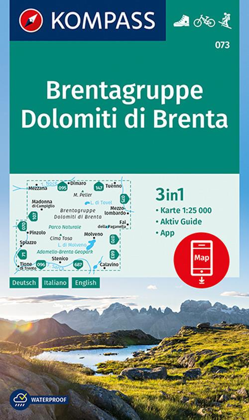 Carta escursionistica n. 073. Dolomiti di Brenta 1:25.000. Ediz. italiana, tedesca e inglese - copertina