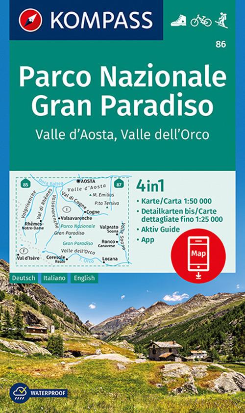 Carta escursionistica n. 86. Parco Nazionale Gran Paradiso. Valle d'Aosta, Valle dell'Orco 1:50.000. Ediz. multilingue - copertina