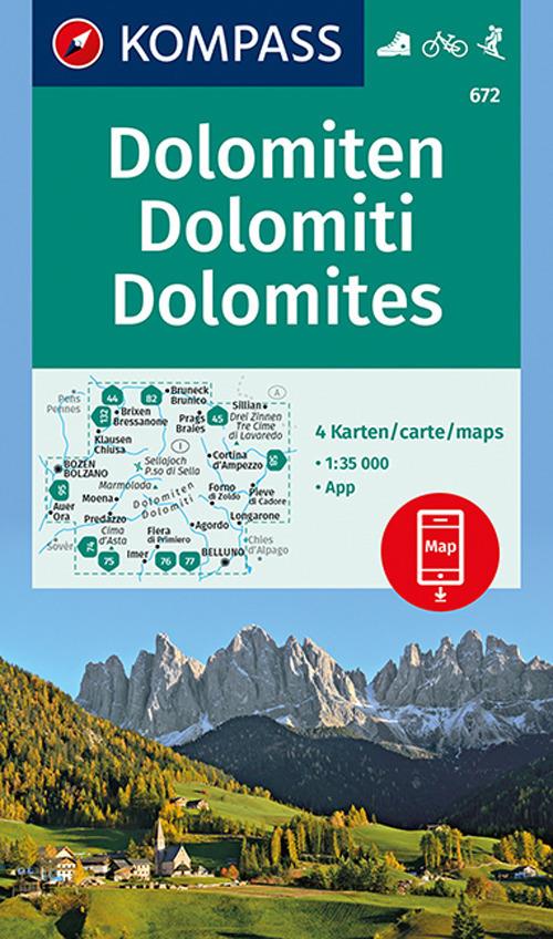 Carta escursionistica n. 672. Dolomiti-Dolomiten 1:35.000 (set di 4 carte) - copertina