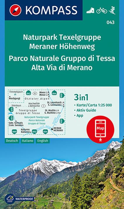 Carta escursionistica n. 043. Parco Naturale Gruppo di Tessa 1:25.000. Ediz. italiana, tedesca e inglese - copertina