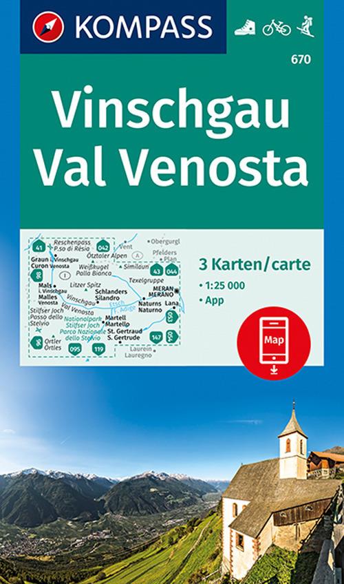 Carta escursionistica n. 670. Val Venosta-Vinschgau 1:25.000 (set di 3 carte) - copertina