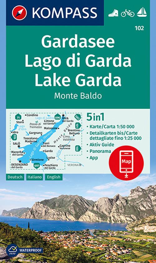 Carta escursionistica n. 102. Lago di Garda, Monte Baldo 1:50.000. Ediz. italiana, tedesca e inglese - copertina