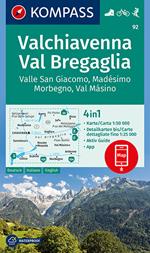 Carta escursionistica n. 92. Valchiavenna, Val Bregaglia 1:50.000 Ediz. italiana, tedesca e inglese