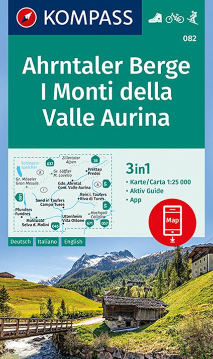 Carta escursionistica n. 082. I monti della Valle Aurina 1:25.000. Ediz. italiana, tedesca e inglese - copertina