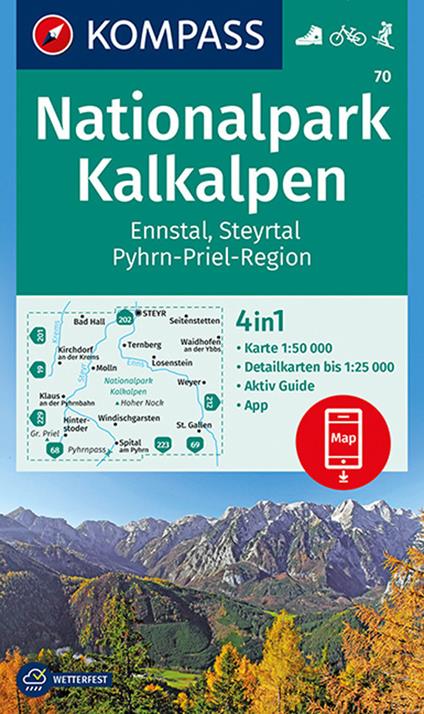 Carta escursionistica n. 70. Nationalpark Kalkalpen, Ennstal, Steyrtal, Pyhrn-Priel-Region 1:50.000 - copertina