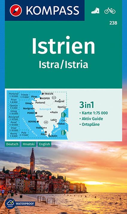 Carta escursionistica n. 238. Istrien 1:75.000. Ediz. tedesca, croata e inglese - copertina