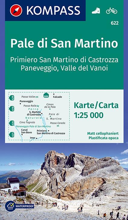 Carta escursionistica n. 622. Pale di San Martino, Primiero San Martino di Castrozza 1:25.000 - copertina