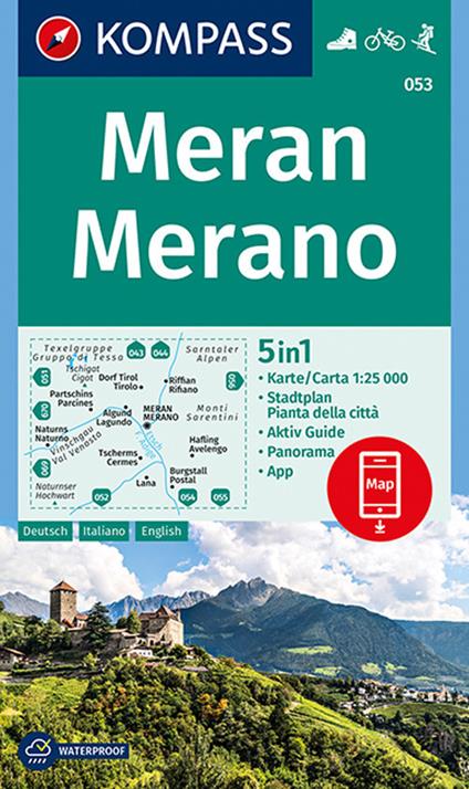 Carta escursionistica n. 053. Merano 1:25.000. Ediz. italiana, tedesca e inglese - copertina