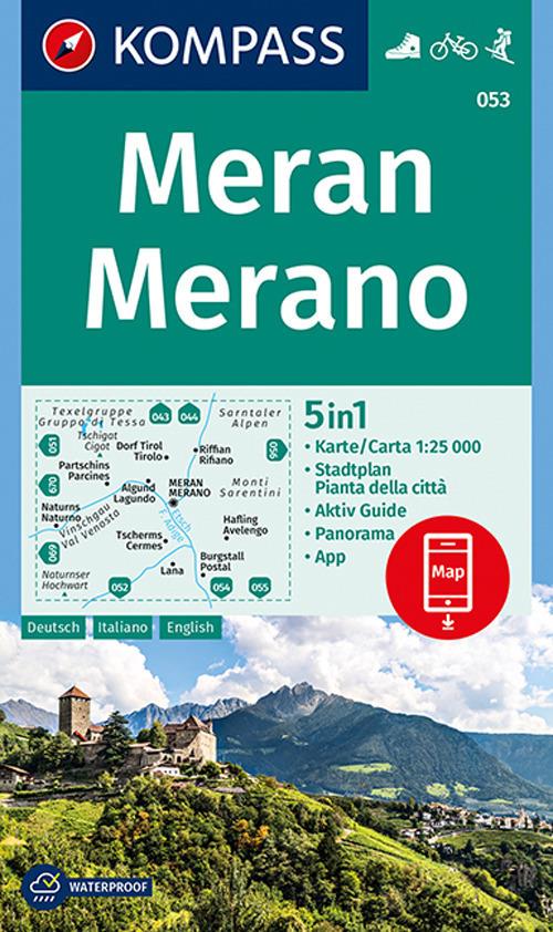 Carta escursionistica n. 053. Merano 1:25.000. Ediz. italiana, tedesca e inglese - copertina