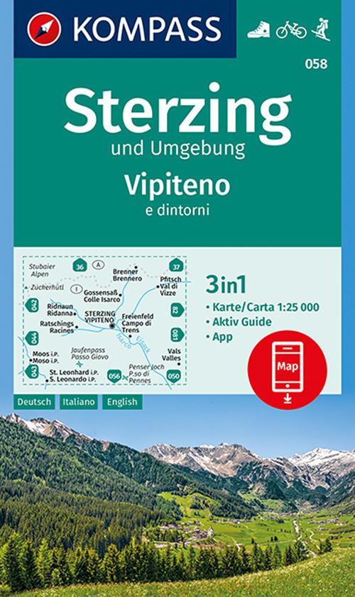 Carta escursionistica n. 058. Vipiteno e dintorni 1:25.000. Ediz. italiana, tedesca e inglese - copertina