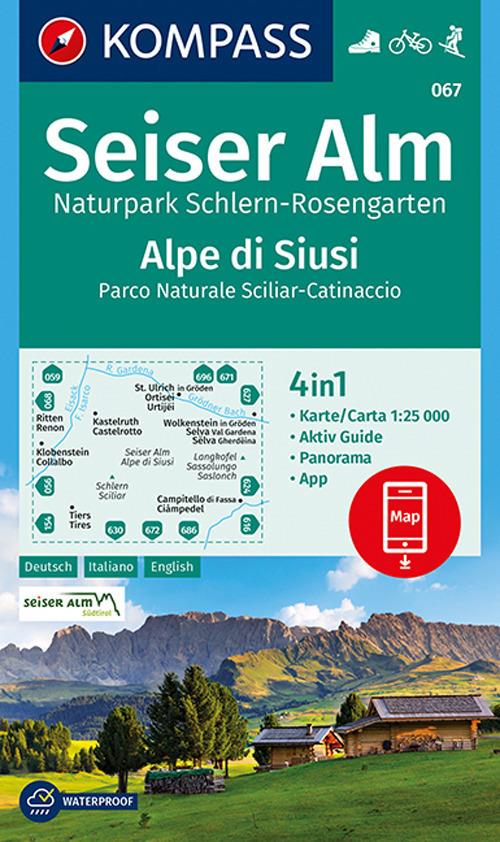 Carta escursionistica n. 067. Alpe di Siusi 1:25.000. Ediz. italiana, tedesca e inglese - copertina