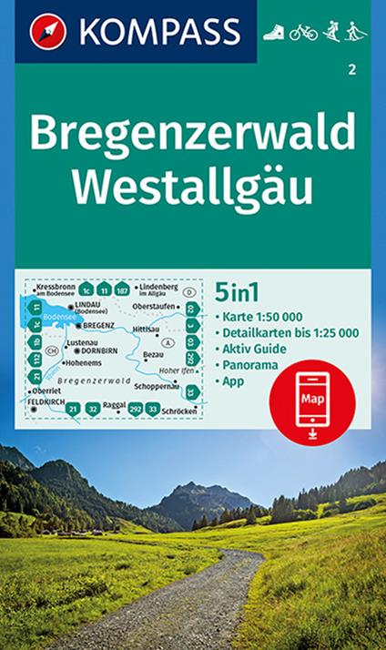 Carta escursionistica n. 2. Bregenzerwald, Westallgäu 1:50.000 - copertina