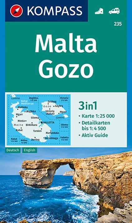 Carta escursionistica n. 235. Malta, Gozo 1:25.000. Ediz. tedesca e inglese - copertina