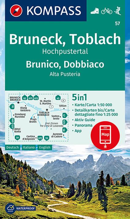 Carta escursionistica n. 57. Brunico, Dobbiaco 1:50.000 - copertina