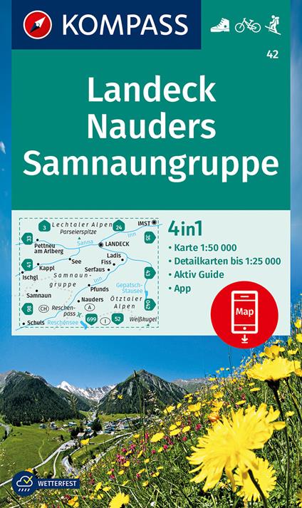 Carta escursionistica n. 42 Landeck, Nauders, Samnaungruppe 1:50.000 - copertina