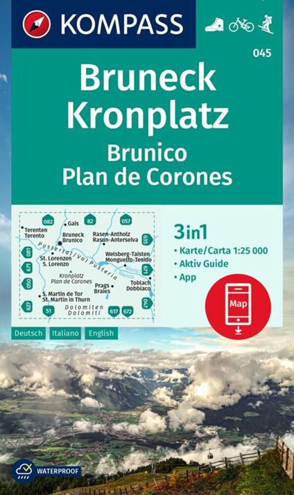Carta escursionistica n. 045. Brunico, Plan de Corones. Ediz. multilingue - copertina