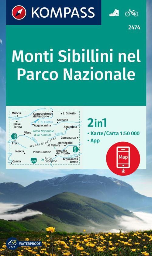 Cartina escursionistica n. 2474 Monti Sibillini - copertina