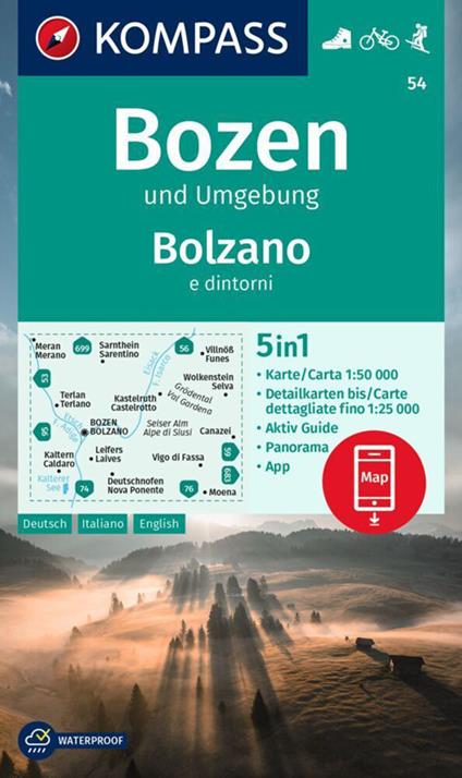 Carta escursionistica n. 54. Bolzano e dintorni. Ediz. multilingue - copertina