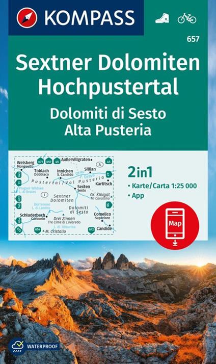 Cartina escursionistica n. 657 Dolomiti di Sesto, Parco Naturale Tre Cime - copertina