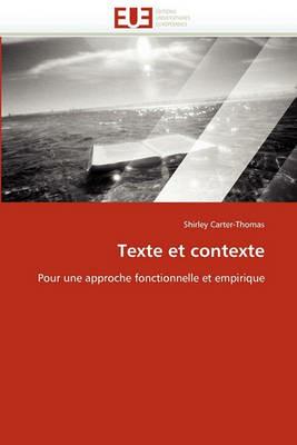 Texte Et Contexte - Carter-Thomas-S - cover