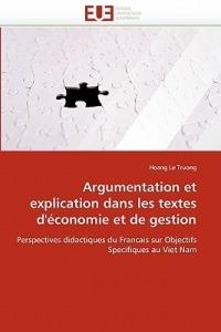 Argumentation Et Explication Dans Les Textes d'' conomie Et de Gestion - Le Truong-H - cover